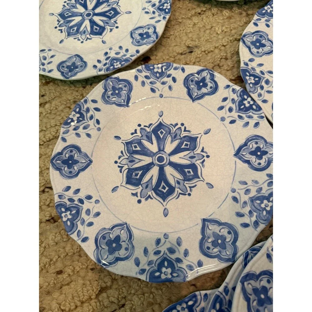 Le Cadeaux Moroccan Blue 24 Pc Set 12 Dinner Plates 12 Salad Plates